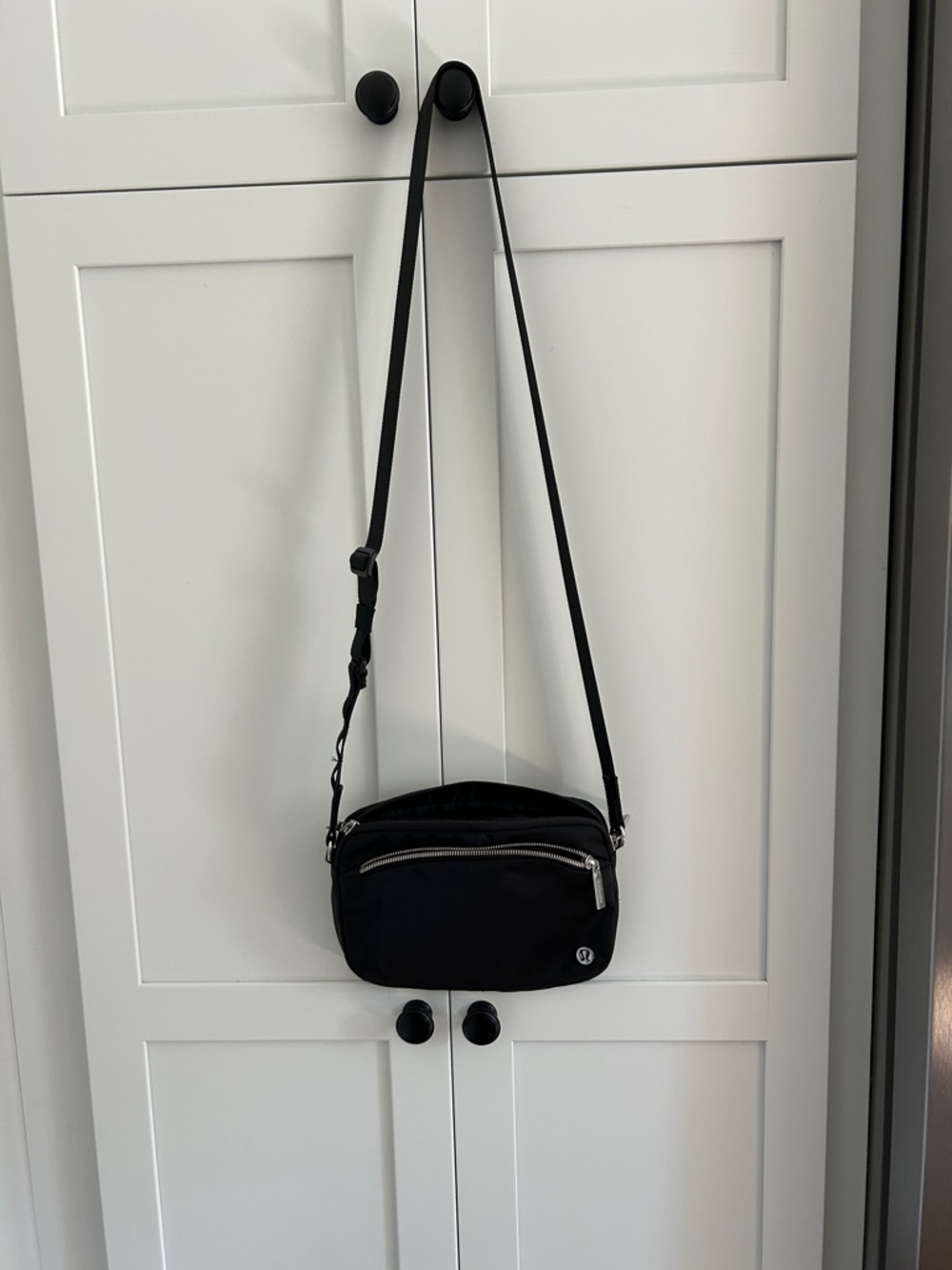 Lululemon Black Crossbody Shoulder Bag - Minimal Nylon Design
